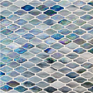 Blue,Violet,Grey Color Wave Pattern Glass Mosaic