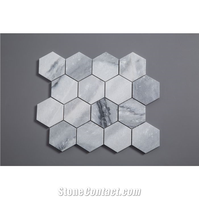 Cloudy Grey Hexagon Polished Mosaic