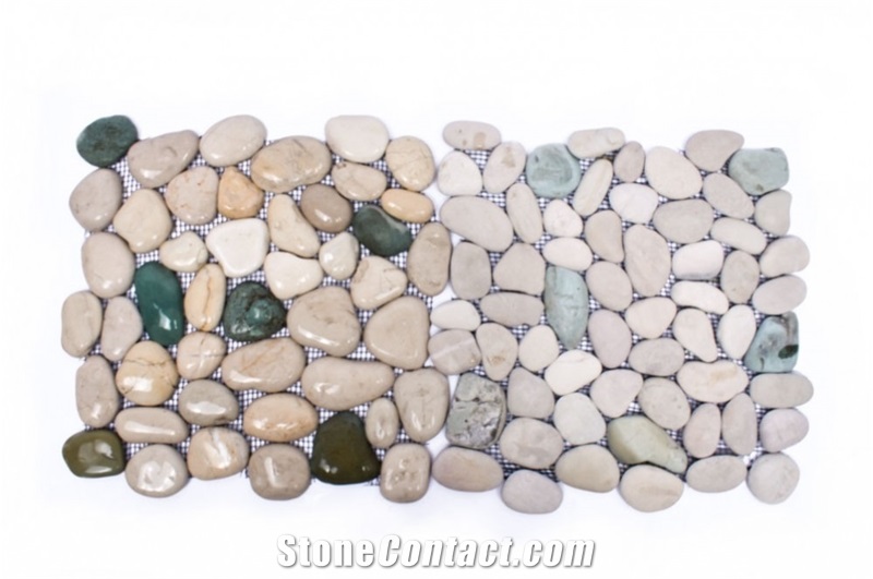 White-Green Sumba Interlock Pebbles Mosaic