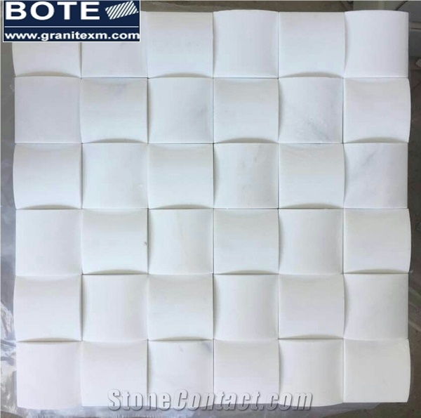 Bread Style Pure White Marble Mosaic Tile
