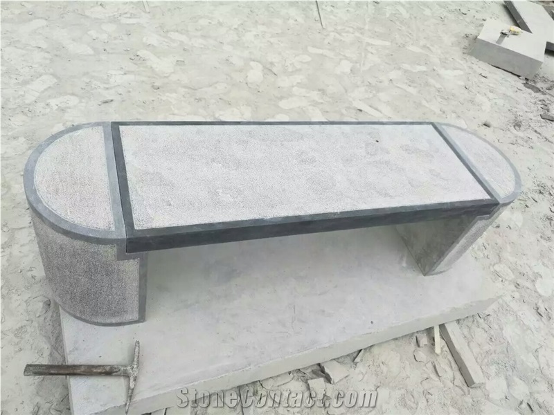 Honed Belguim Grey Outdoor Benches Limestone Bench
