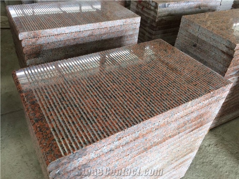 Maple Red Granite Cladding Flower Water Groove