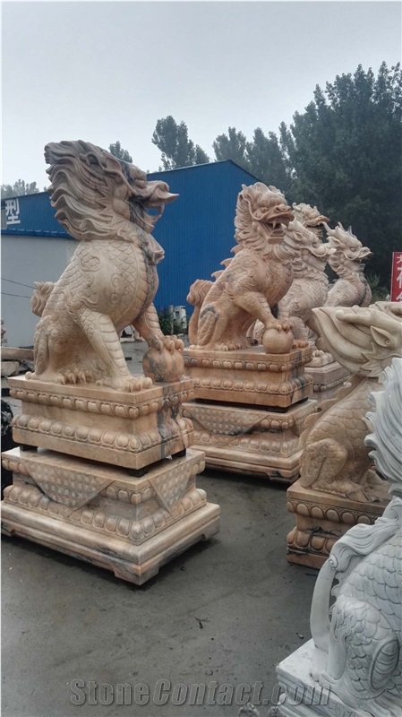 Pink Marble Chinese Dragon Sculptures 250cm Height