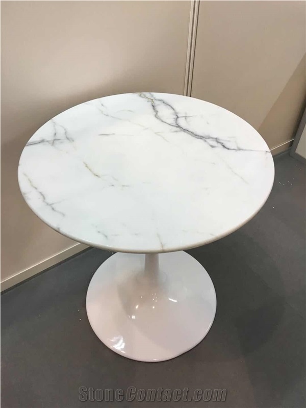 Round Stone Marble Tables Statuario Coffee Table