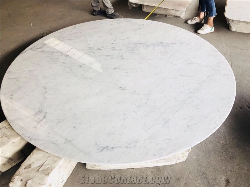 White Carrara White Marble Tabletops Dinner Table