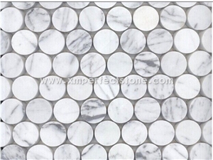 Carrara White Italian Marble Polished Mosaic Tile