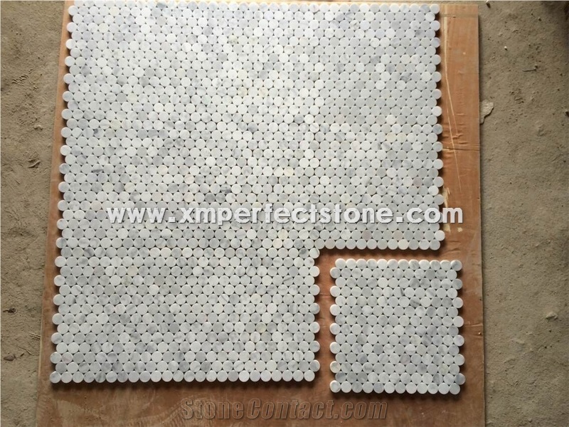 Carrara White Italian Marble Polished Mosaic Tile