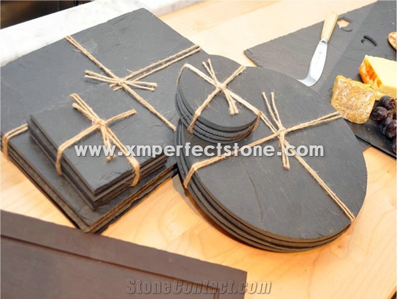 Natural Edge Slate Tray with Handles