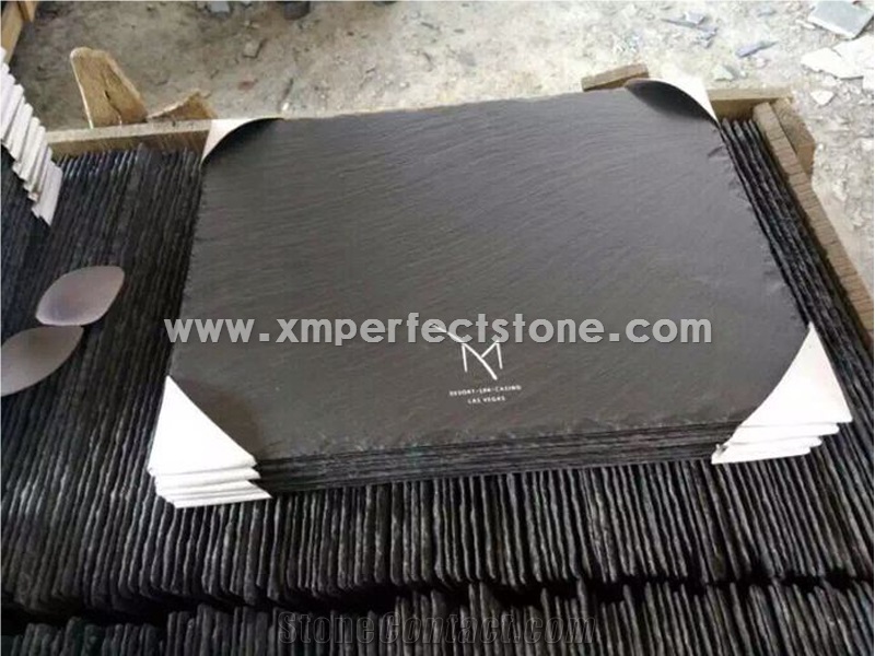 Wholesale Rectangle Black Slate Plate Stone Plate Kitchen Accessories
