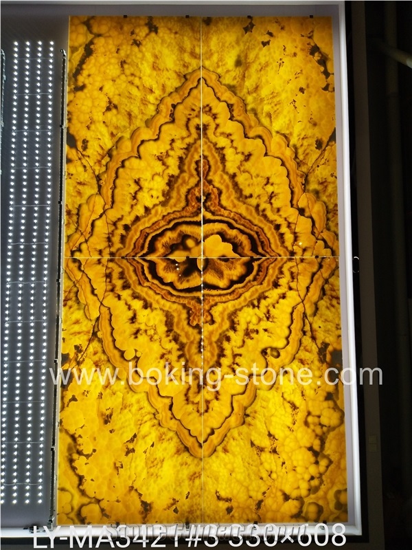Agate Yellow Onyx Backlit Slabs Feature Wall