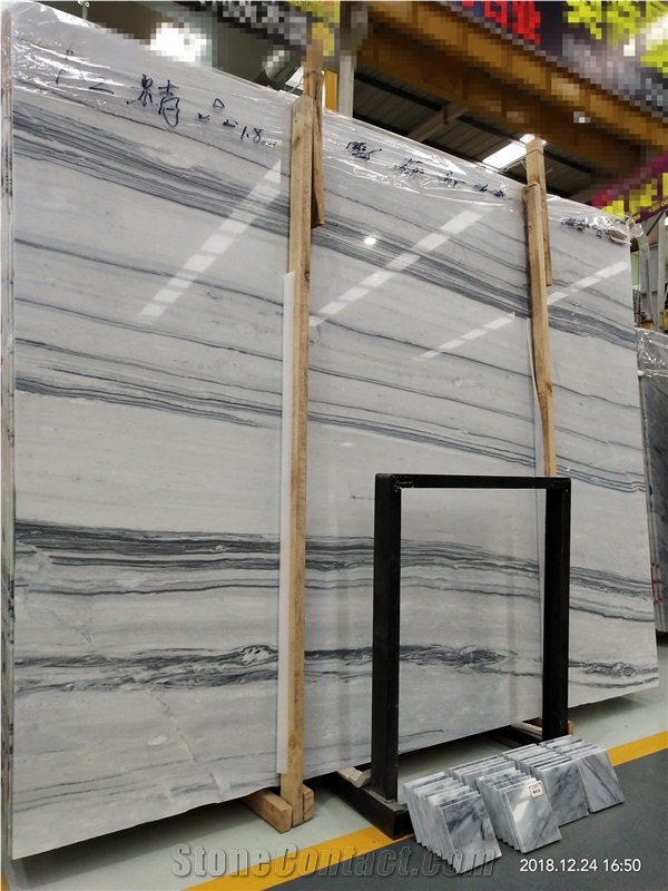 Snow Grey Wooden Marble Wall Cladding Panel