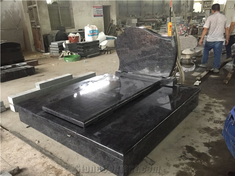 Blue Granite Western Style Double Monuments