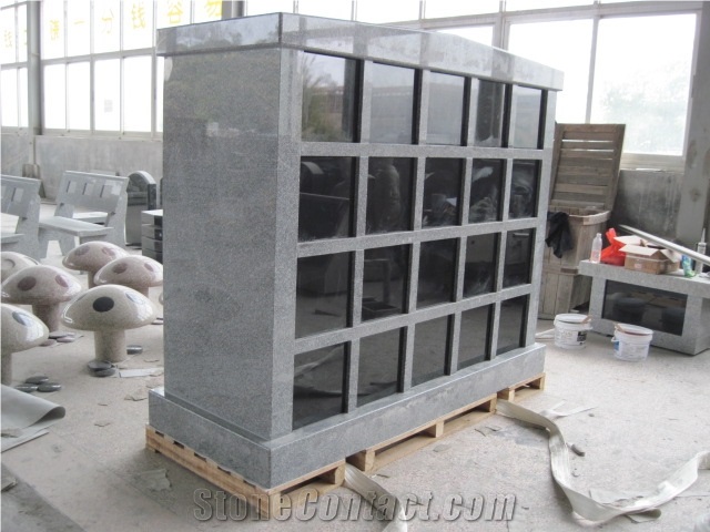 China Grey 40 Niche Columbarium with Black Doors