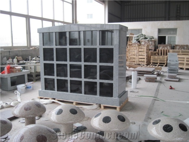 China Grey 40 Niche Columbarium with Black Doors