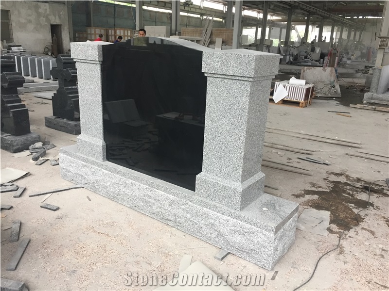 Imperial Grey Columns with Black Monument