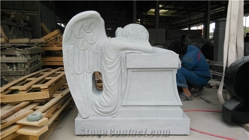 Oriental Grey G633 Monument with Angel Sculpted