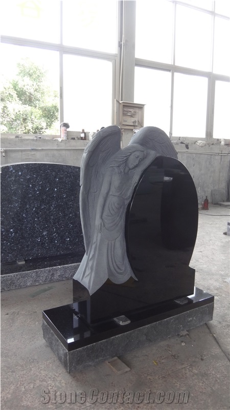 Shanxi Black Monument with Anngel Carving