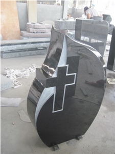 Shanxi Jet Black Custom Monument with Cross