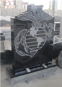 Shanxi Jet Black Monument with Sandblast Design