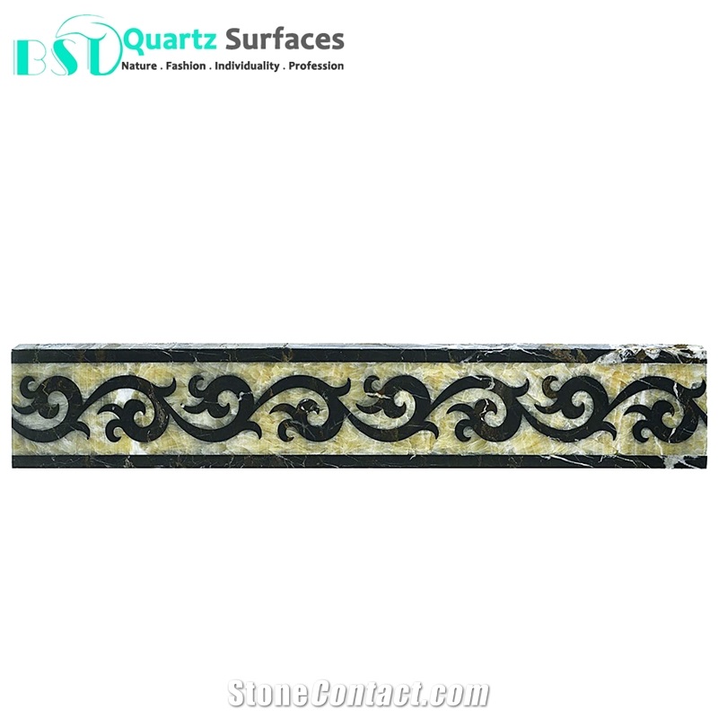 Flower Pattern Marble Inlay Border for Flooring