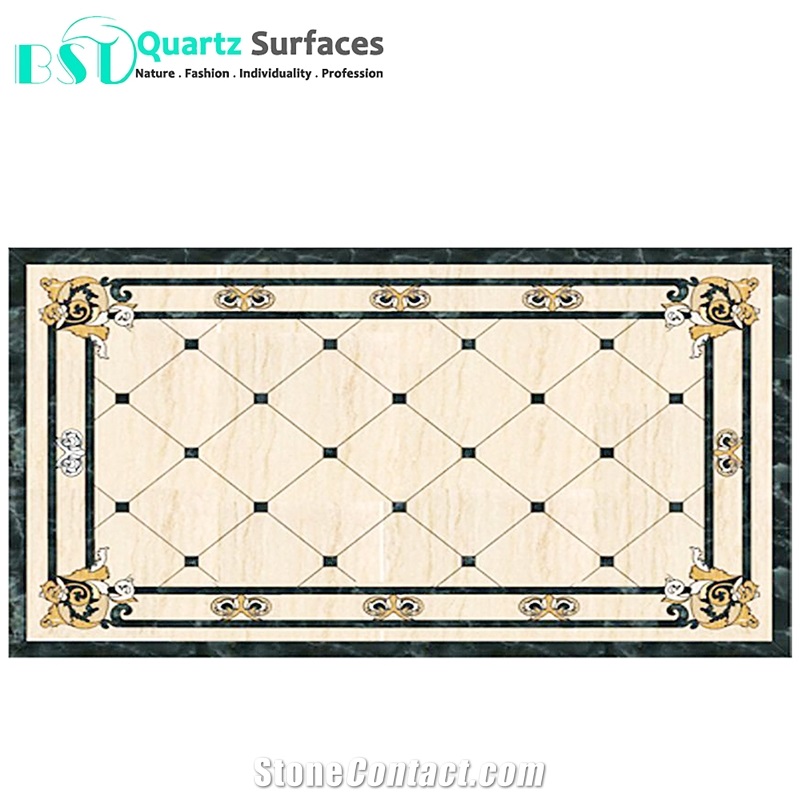Flower Pattern Marble Inlay Border for Flooring