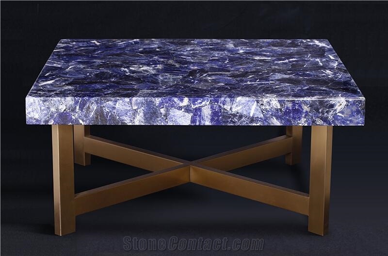 Blue Semi Precious Stones Table Top Side Table