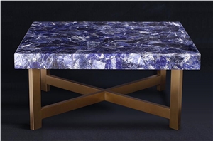 Blue Semi Precious Stones Table Top Side Table