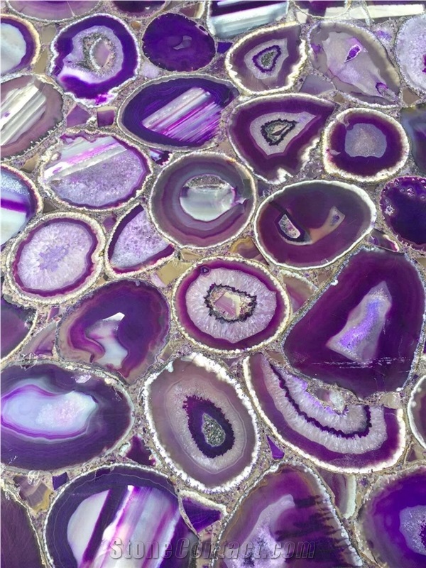 Semiprecious Stone Purple Agate Slab