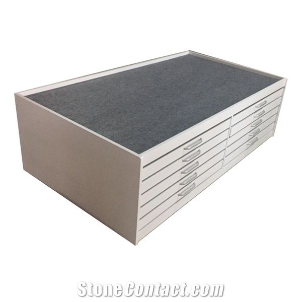 Metal Stone Tiles Drawer Sliding Display Cabinet