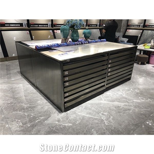 Metal Stone Tiles Drawer Sliding Display Cabinet