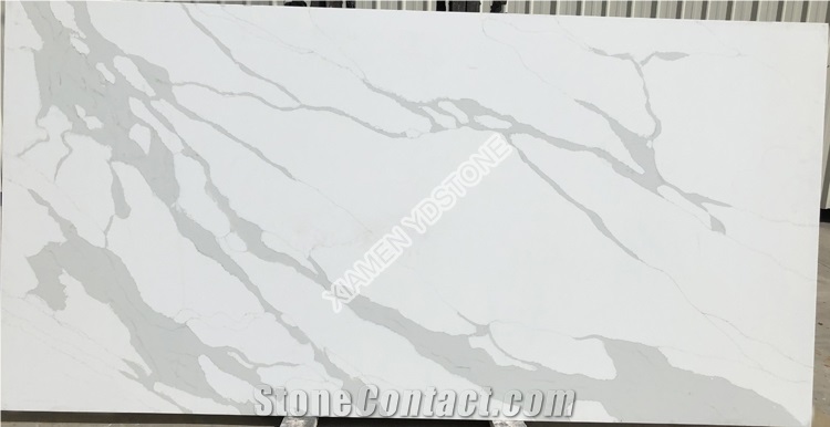 White Classique Calacatta Quartz Slabs