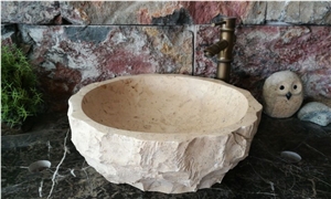 Beige Yellow Marble Sink,Vessel Basin,Washbasin