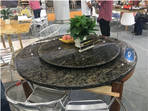 Grey and Black Polished Stone Round Table Tops