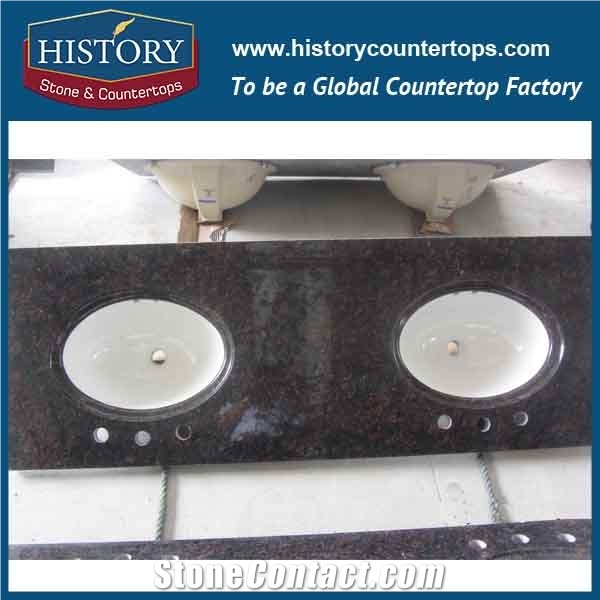 Tan Brown Granite Bathroom Vanity Top Double Sink