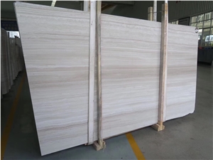 Chinese Serpeggiante White Wood Grain Marble Slabs