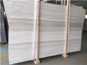 Chinese Serpeggiante White Wood Grain Marble Slabs