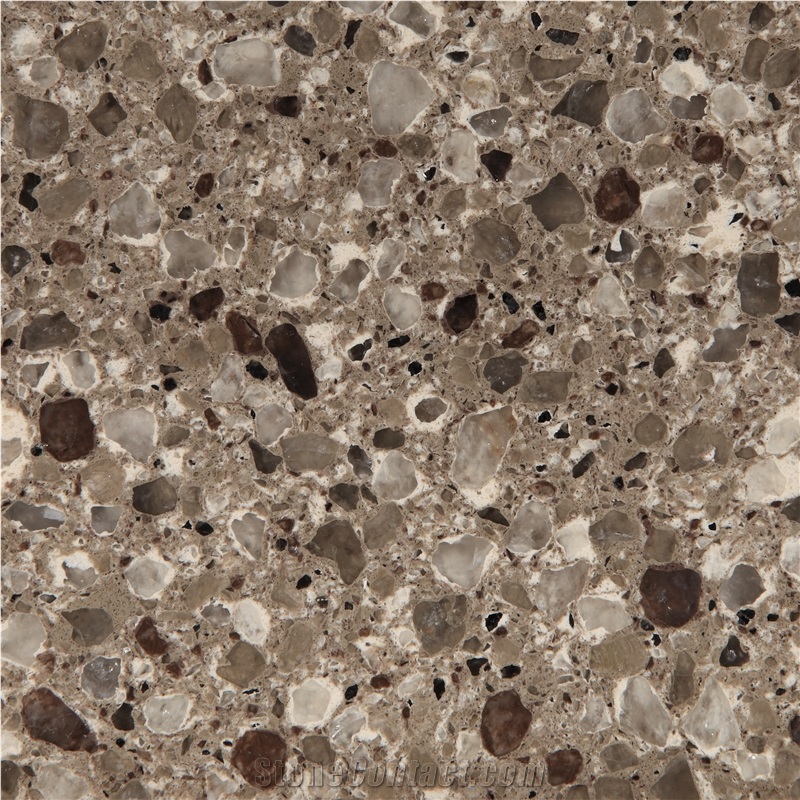 China Artificial Brown Crystal Engineered Quartz Stone Slabs & Tiles