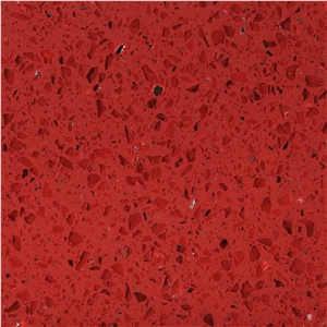 China Artificial Red Galaxy Engineered Quartz Stone Slabs & Tiles