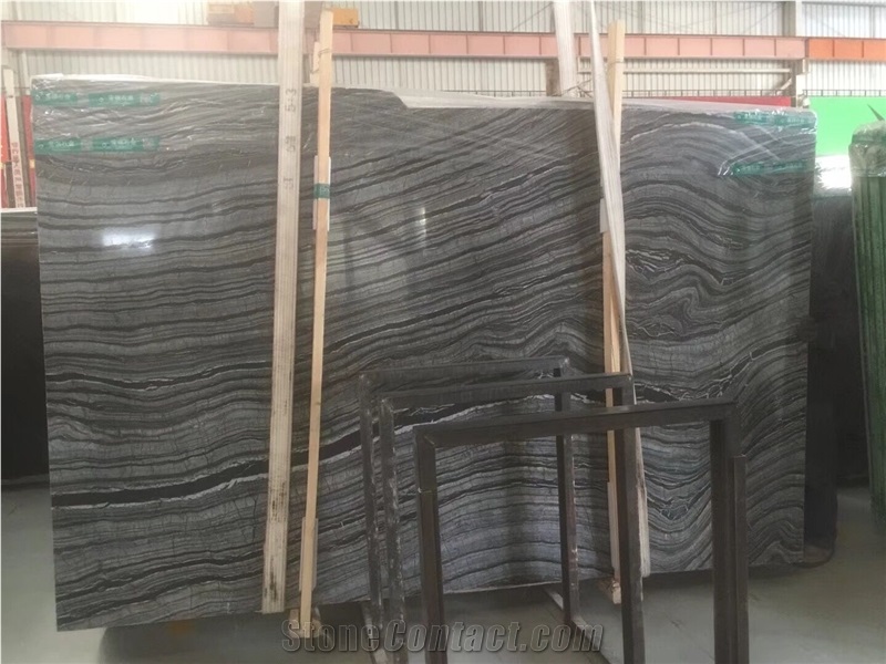 China Natural Black Wooden Marble 1.8/2cm Slabs & Cut-To Size Tiles