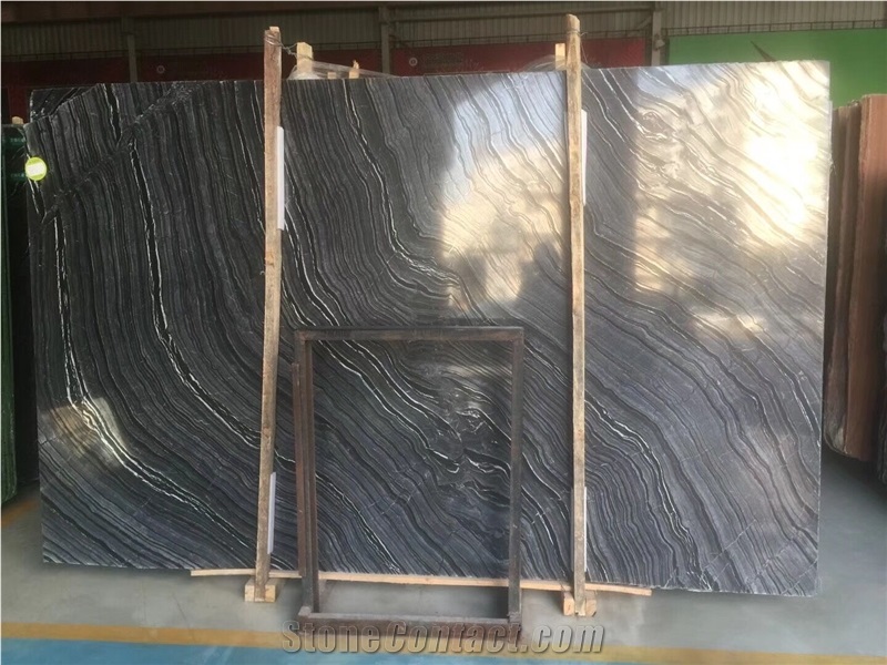 China Natural Black Wooden Marble 1.8/2cm Slabs & Cut-To Size Tiles