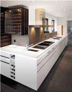 Pure White Engineered Quartz Stone Kitchen Countertops & Worktops