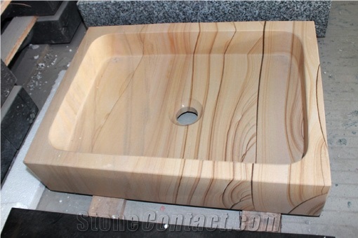 Yello Teak Wood Bathroom Vessel Basins for Topmount Countertops
