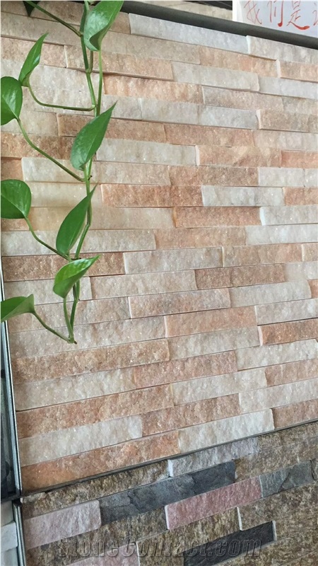 Pink Quartzite Stacked Stone Veneer Wall Cladding