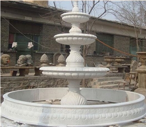 Three Tiers White Marble Outdoor Water Fountain