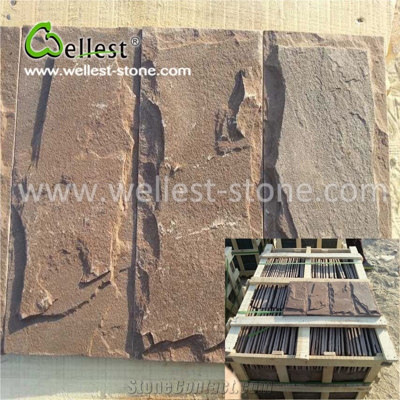 China Warm Brown Sandstone Mushroom Garden Villa Walling Tile
