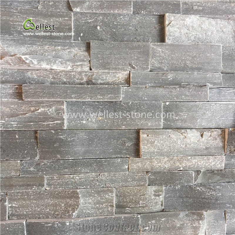Grayish Green Slate Walling Culture Stone Veneer with Adhesive Base