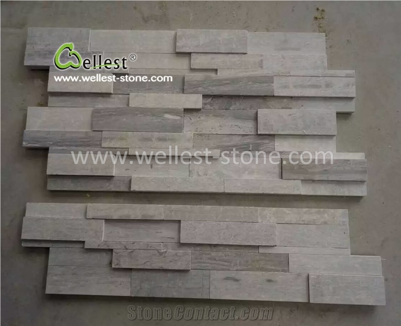 Grey Blue Wood Grain Marble Culture Stone Veneer for Feature Wall