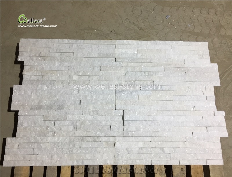 Pure White Quartzite Culture Stone Veneer for Villa Walling Siding