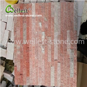 Red & Pink Quartzite Culture Stone Veneer for Villa Wall Covering