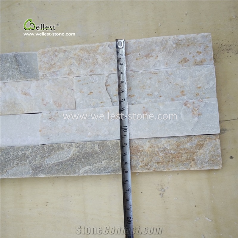 Warm and Comfort Yellow Wood Slate Ledge Stone Veneer for Walling